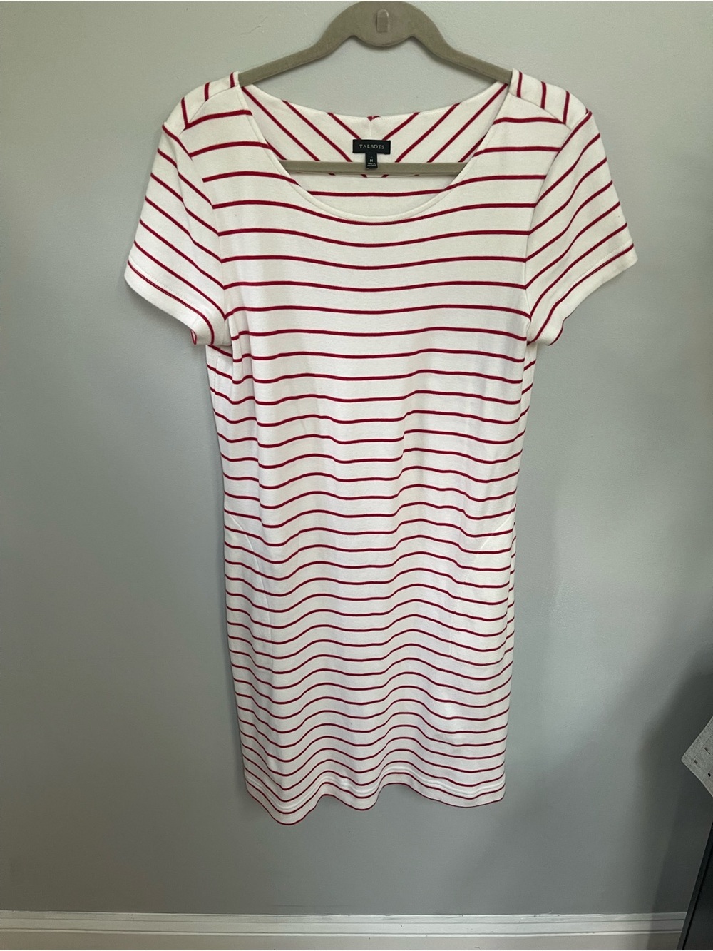 Talbots White Dress with Red Horizontal Stripes